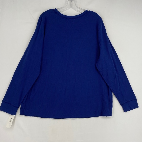 Style & Co Womens 3X Jewel Neck Thermal Knit Top Blue Cotton Blend Long Sleeve - Picture 8 of 10